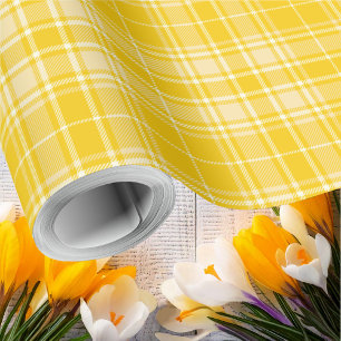 Tartan - Donkergeel tot pastelgeel Cadeaupapier