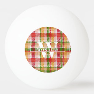 Tartan effen geruite stof met eigen monogram pingpongbal