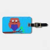 Tartan en harten Owl Bagagelabel (Voorkant horizontaal)