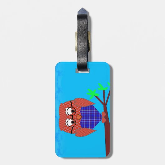 Tartan en harten Owl Bagagelabel (Achterkant verticaal)