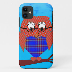 Tartan en harten Owl Case-Mate iPhone Case
