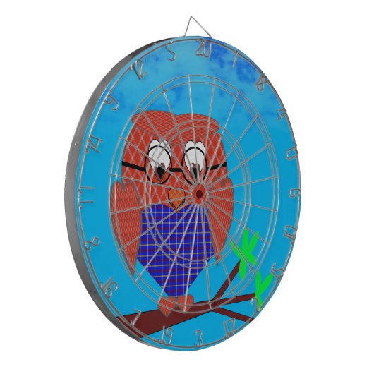 Tartan en harten Owl Dartbord (Voorkant Links)