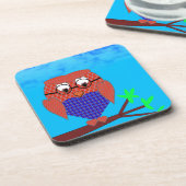 Tartan en harten Owl Drankjes Onderzetter (Linkerzijde)