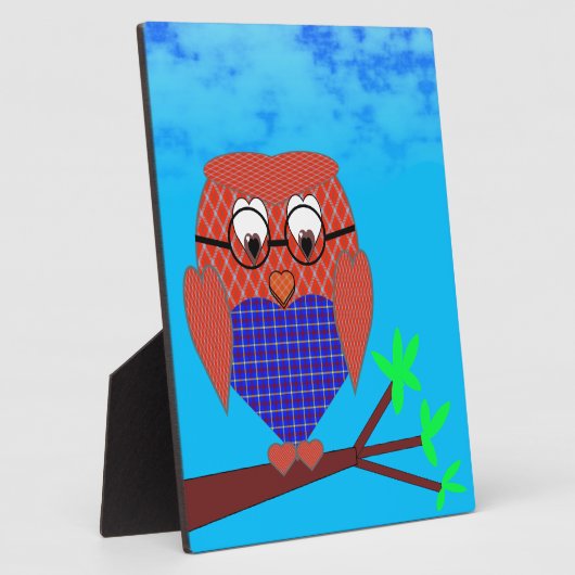 Tartan en harten Owl Fotoplaat (Zijkant)