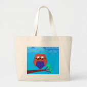 Tartan en harten Owl Grote Tote Bag (Voorkant)