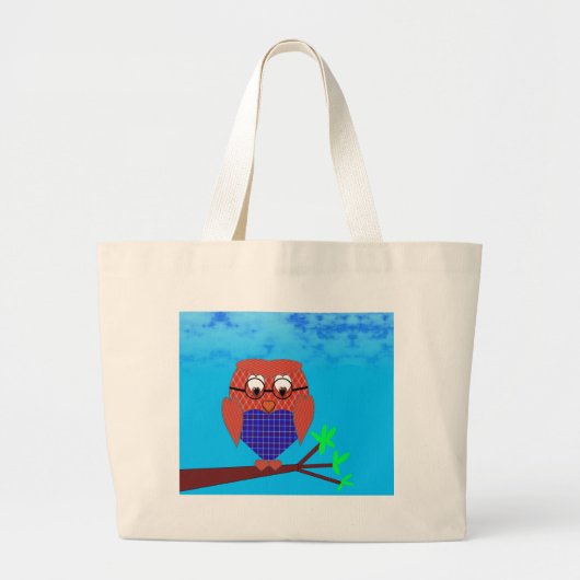 Tartan en harten Owl Grote Tote Bag (Voorkant)