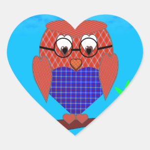 Tartan en harten Owl Hart Sticker