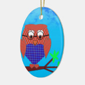 Tartan en harten Owl Keramisch Ornament (Links)