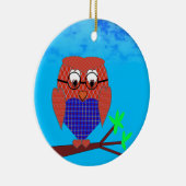 Tartan en harten Owl Keramisch Ornament (Rechts)