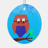 Tartan en harten Owl Keramisch Ornament (Links)