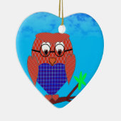 Tartan en harten Owl Keramisch Ornament (Rechts)