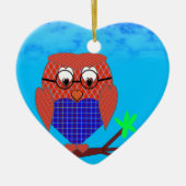 Tartan en harten Owl Keramisch Ornament (Voorkant)
