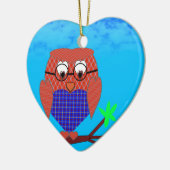 Tartan en harten Owl Keramisch Ornament (Links)