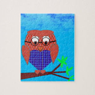 Tartan en harten Owl Legpuzzel