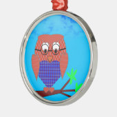 Tartan en harten Owl Metalen Ornament (Links)