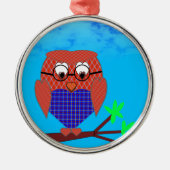 Tartan en harten Owl Metalen Ornament (Voorkant)