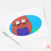 Tartan en harten Owl Ovale Sticker (Envelop)