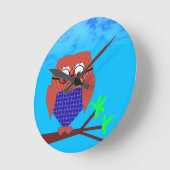 Tartan en harten Owl Ronde Klok (Hoek)