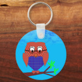 Tartan en harten Owl Sleutelhanger (Voorkant)