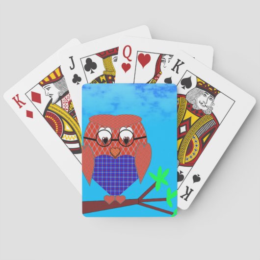 Tartan en harten Owl Speelkaarten (Achterkant)