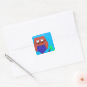 Tartan en harten Owl Vierkante Sticker (Envelop)