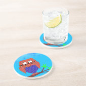 Tartan en harten Owl Zandsteen Onderzetter (Zijkant)