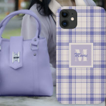 Tartan - en Licht Paars - Telefoontas