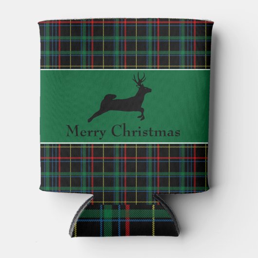 Tartan en rendierKerstmis Blikjeskoeler (Voorkant)