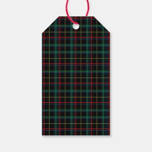 Tartan en rendierKerstmis Cadeaulabel (Achterkant)