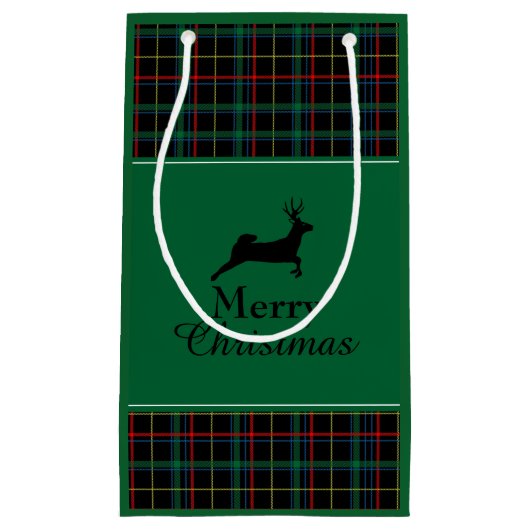 Tartan en rendierKerstmis Klein Cadeauzakje (Voorkant)