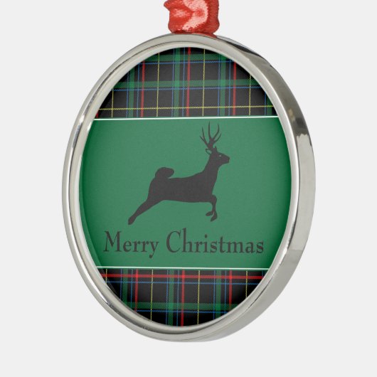 Tartan en rendierKerstmis Metalen Ornament (Links)