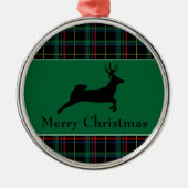 Tartan en rendierKerstmis Metalen Ornament (Voorkant)