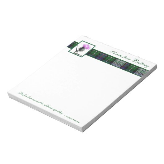 Tartan en Thistle Notitieblok met Scottish Proverb (Linkerzijde)