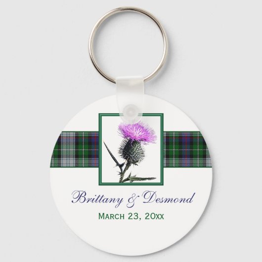 Tartan en Thistle Wedding Favor Sleutelhanger (Voorkant)