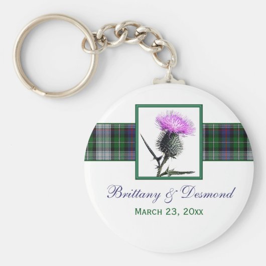 Tartan en Thistle Wedding Favor Sleutelhanger (Voorkant)