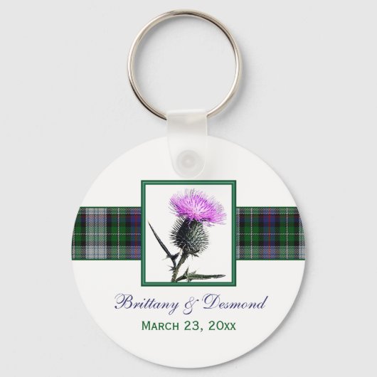 Tartan en Thistle Wedding Favor Sleutelhanger (Voorkant)