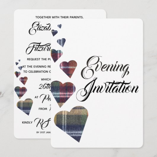 Tartan Evening Invitation Kaart (Voorkant / Achterkant)