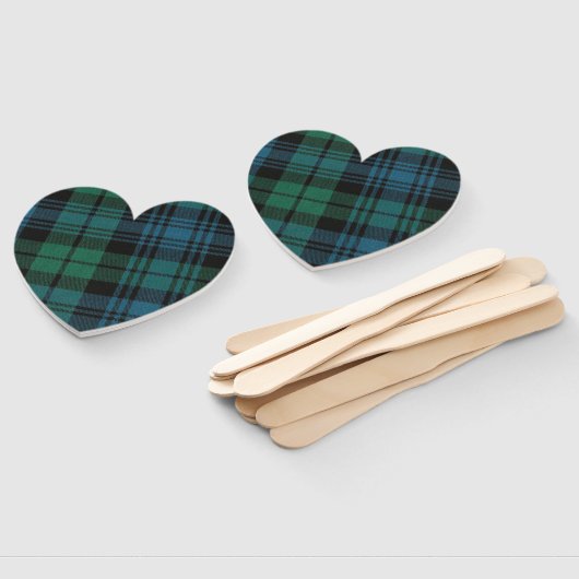 Tartan Fabric Heart Hand Fan Handwaaier (Niet-gemonteerd)