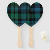 Tartan Fabric Heart Hand Fan Handwaaier (Voorkant en achterkant)