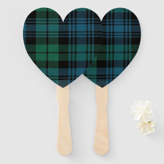 Tartan Fabric Heart Hand Fan Handwaaier (Voorkant en achterkant)