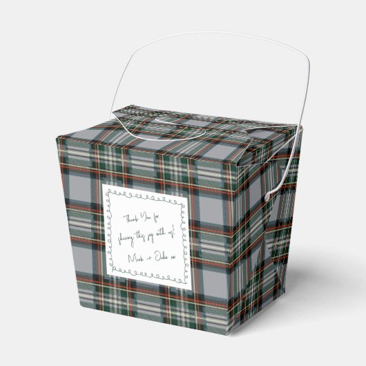 Tartan Favor Box with Custom Hand-Drawn Note Bedankdoosjes (Voorkant Zijde)