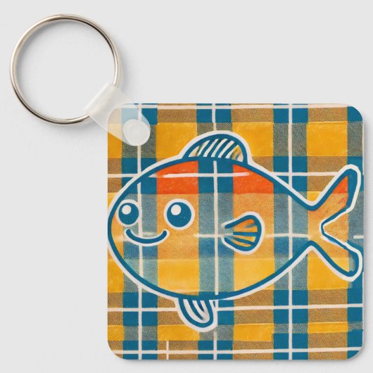 Tartan fish keyring sleutelhanger (Voorkant)