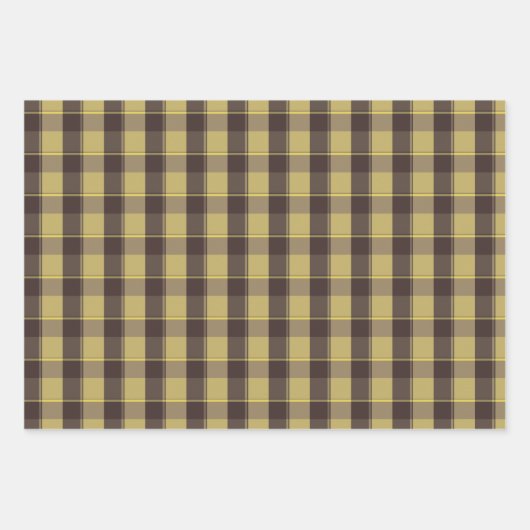 Tartan flower yellow brown set wrapping paper (Voorkant)