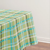Tartan geplakt in groen, Aqua, zwart, crème, geel Tafelkleed (Voorbeeld)