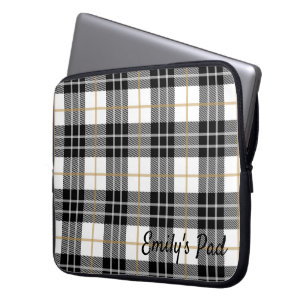 Tartan geplakt met naam laptop sleeve
