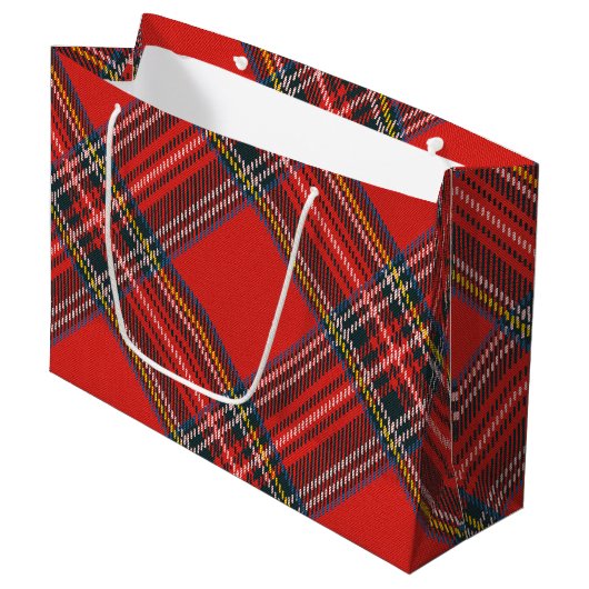 Tartan geruit rood kerst groot cadeauzakje (Voorkant Gekanteld)