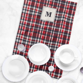 Tartan geruite elegante monogram geborduurd theedoek