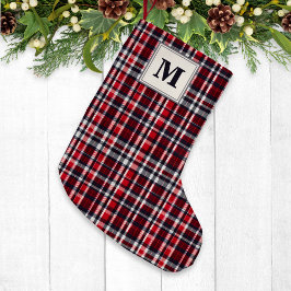 Tartan geruite gestileerde feestelijke monogram kleine kerstsok