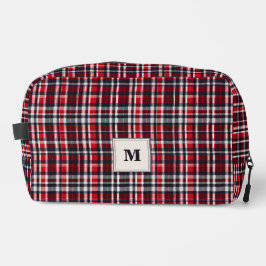 Tartan geruite gestileerde monogram toilettasje