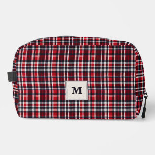 Tartan geruite gestileerde monogram toilettasje